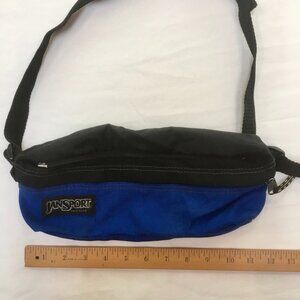 VTG 80s 90s JanSport Fanny Pack Waist Bag Belt Bag Dark Blue Black Comfy Neon